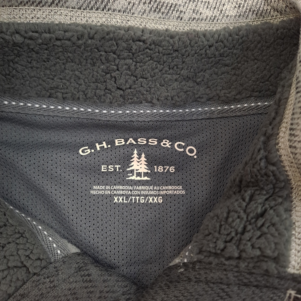 G.H. BASS Men's Sherpa Fleece Button Mock Sweater Moonstruck Heather Gray - 2X - Picture 8 of 10